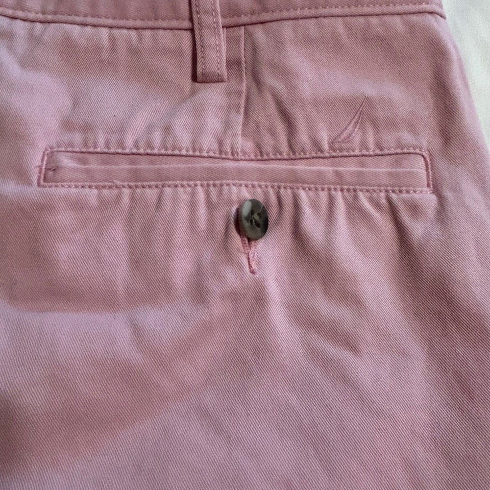 Nautica Mens Deck Shorts Pink 100% Cotton Flat Front Chino Shorts Size 36 - Picture 11 of 13